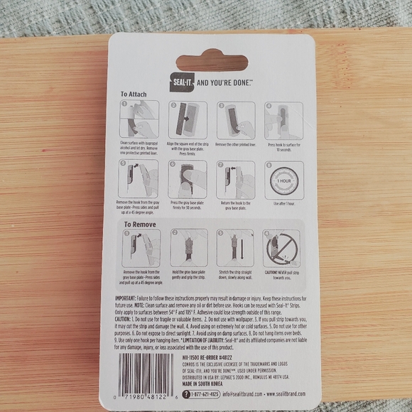 SEAL-IT BRAND Premium Flip Open Wall Mount Hooks (2 in 1 pack) New - Picture 6 of 8